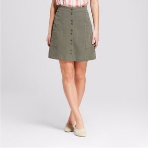 Universal Thread olive linen buttoned mini skirt